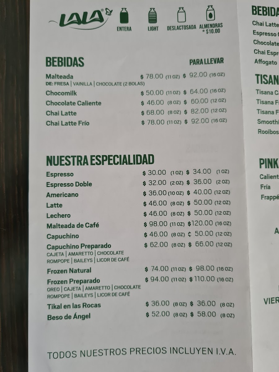Café Andrade Manzanillo Menu - Image 2
