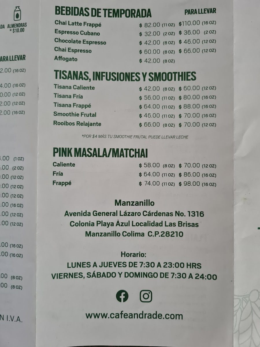 Café Andrade Manzanillo Menu - Image 5